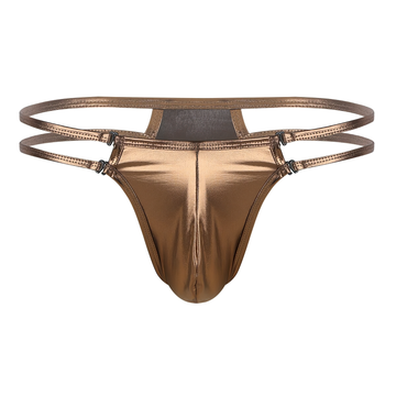 Fashion Male Shiny Metallic Low Rise Lingerie / Bulge Pouch T-Back Jockstrap Underwear - EVE's SECRETS